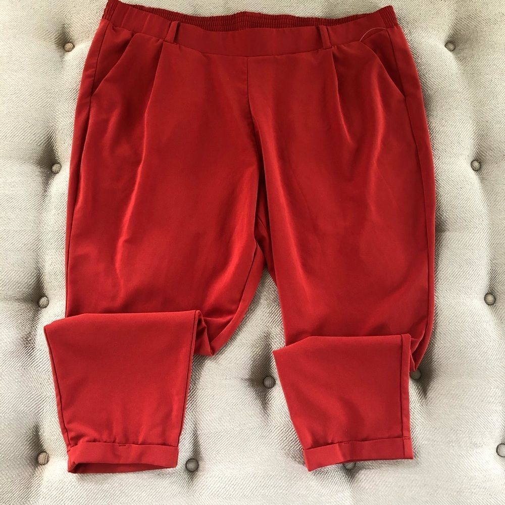Torrid Pleat Front Cuffed Pants Orange Spice Taper 4 4X
